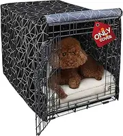 Explore Land Pattern Dog Crate Cover for 24 Inches Wire Cage, Heavy-Duty Polyester 1 2 3 Doors Standard Metal Pet Kennel Enclosure (Brief Polygonal)