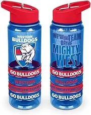 AFL Tritan Drink Water Bottle 650ml - Western Bulldogs - 4 Wrist Bands- Straw