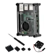 Clear 9 Layers Case with Cooling Fan Heatsink Screwdriver For Raspberry Pi 4B A