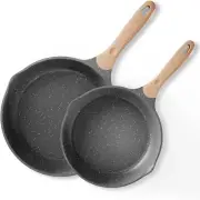 Nonstick Frying Pans Set Skillets Set 2 Pcs 8" 10" Granite Non-Stick Frying Pan