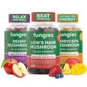 Fungies Mushroom Gummy 3-Pack Bundle Lion's Mane Cordyceps & Reishi Gummies f...