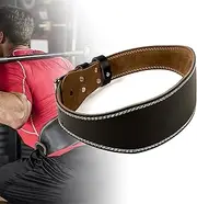 STRONGBERRY Premium Leather Weight Lifting Gym Belt Weights Padded Lumbar Back Support Powerlifting Weightlifting Deadlift Squats Fitness Belt Workout Training Exercise Equipment for Home Gym
