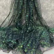 3/5/10yard Shimmer Mesh Net Fabric Peacock Feather Laser Lace Sewing Material