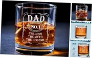 Dad The Man The Myth The Legend Whiskey Glass, Fathers Day Birthday Color 1