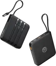 Power Bank 20000mAh with Built-in 4 Cables, VRURC Portable Charger for iPhone 22.5W Fast Charging USB C Battery Pack, Travel Essential for iPhone 16 15 14 Samsung Galaxy S23 etc Phone,Black