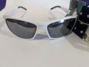 Caliblue White Polarized Sunglasses 100% UVA/UVB w Patriotic Neck Cord
