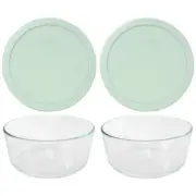 Pyrex 7203 7-Cup Glass Food Storage Bowl w/ 7402-PC Muddy Aqua Lid (2-Pack)
