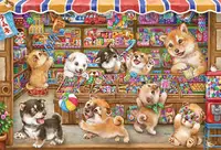 在飛比找Yahoo!奇摩拍賣優惠-31-521 1000片日本進口拼圖 動物 狗 柴犬家族 糖