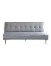 [Laura Hill] Sarantino 3 Seater Linen Sofa Bed Couch with Pillows Light Grey