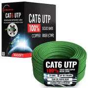 1000ft CAT6 CMR ETL Riser Ethernet Cable 23AWG Solid Bare Copper Wire Green