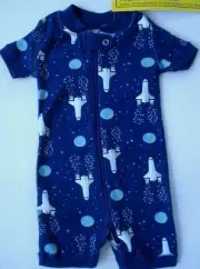 Hanna Andersson Infant Sleeper Pajamas Blue Spaceship Organic Cotton 0-3 Mo NEW