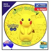 *POKEMON GO* PERSONALISED EDIBLE Rice Paper BIRTHDAY CAKE TOPPER IMAGE 19cm
