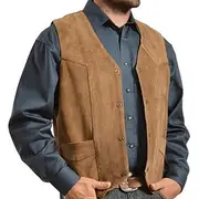 Men's Vest Gilet Vacation Daily Date Fashion Casual Spring Fall Buttons Pocket Polyester Comfortable Plain Single Breasted One-button V Neck Regular Fit Black