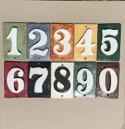 Mailbox Post numbers. Weatherproof, fadeproof tiles with or w/o holes. Applewood