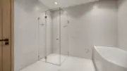 800-1200*2000mm Square Knob Handle Frameless Shower Screen & Corner Glass Shelf