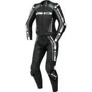 RS-800 1.0 Ladies Black Grey White 2PC Leather Motorcycle Suit