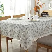 Bringsine Fashion Classic Rectangular Cotton Linen Lace Leaves Tablecloth, Washable Tablecloth Vintage Oblong Dinner Picnic Table Cloth Home Decorative Cover （Rectangle/Oblong, 36 x 55 Inch）