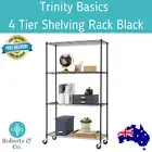Shelving Unit Garage Shelving Trinity Basics 4 Tier Shelving Rack Black Storage