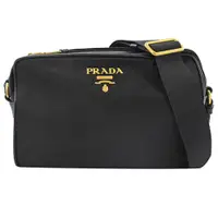 在飛比找PChome24h購物優惠-PRADA 1BH089 經典 LOGO尼龍帆布皮飾邊斜背小