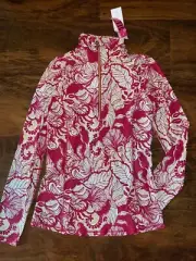Lilly Pulitzer XS Luxletic Red ISLAND VIBES JUSTINE SUNGUARD Pullover UPF50+ NWT