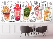 3D Pearl Tea G249 Bubble Tea Milk Tea Shop Wallpaper Wall Murals Self-adhesive