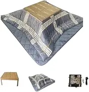 Japanese Kotatsu Table Set – Complete Heated Low Table with Futon, Carpet,& Adjustable Electric Heater – Traditional Wood Design for Winter, Small Rooms, Family Dining (75cm, Natural)