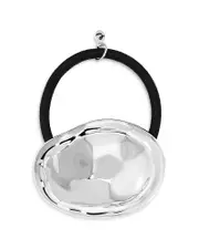 Ettika Liquid Lux Oval Hair Tie in Silver Tone