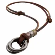 NEW HANDMADE Olmec Apocalypse leather necklace w/ silver, gold and copper trim