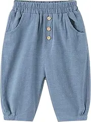 [Generic] Fashion Pants for Grils Spot Leisure Button Style Trendy Comfortable Soft Fit Elasticity Cute Toddler Trousers