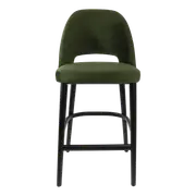 Durafurn 750mm High Avocado Velvet Semifreddo Bar Stool with Black Beech Wood Legs