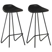 Bar Stools 2 pcs Black Real Leather vidaXL
