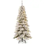 Costway180 CM Pre-Lit Artificial Hinged Xmas Tree with 300 Warm White LED Lights