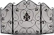 Fireplace Screen Guard,Protection FireGuard Screen Rustic 3 Panel Fireplace Screens for Gas Fireplace, Folding Flat Fire Place Guard with Metal Mesh D
