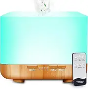 Sunfuny Essential Oil Diffuser, 600ml Aromatherapy Diffuser Mini Air Humidifier with Remote, Ultrasonic Aroma Oil Vaporizer, Small Fragrance Cool Mist Humidifier with 7 LED Lights for Home, Baby Room
