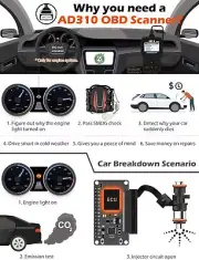 Scanner Code Reader Obd2 Diagnostic Check Tool Fault Automotive, AD310 Classic.