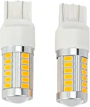 Mellisso 7443, T20 Led Bulbs Amber Yellow 900 Lumens Super Bright Turn Signals Light Brake Stop Parking Light Back Up Reverse Light Tail Light Bulb (Pack Of 2)