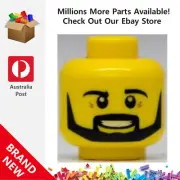 Genuine LEGO™ Yellow Minifigure Head Beard Black Angular 3626 6112620 6122340