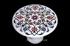 24" Marble Coffee Table Top Semi Precious Stones Work Art With Marble Stand