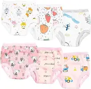 ZONEY Potty Training Pants, 6 Packs Absorbent Training Underwear for Boys and Girls Infant Toddler,100% cotton Unisex Learning Designs Training Underwear Pants 1-4T
