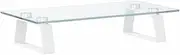 vidaXL Monitor Stand in White – Ergonomic Design with Tempered Glass and Metal – Additional Storage & Smooth Rounded Corners – 40x20x8 cm