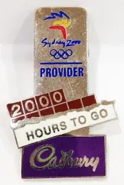 2000 HOURS TO GO CADBURY SYDNEY OLYMPIC GAMES 2000 PIN BADGE COLLECT #666