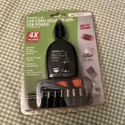 Powerline Car Cord Adapter w 500 Ma USB Power 3-12 Volts 2000 mA w/ 7 Plug Tips