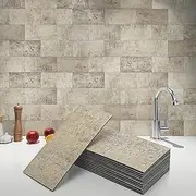 Art3d 102-Piece Peel and Stick Wall Tile for Kitchen Backsplash, Bathroom, Fireplace, Easy Stick on Subway Tile Stone Beige 15x7.5 CM