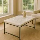 White Agate Coffee Table Top - Luxury Agate Geode Center Patio Room Table Top