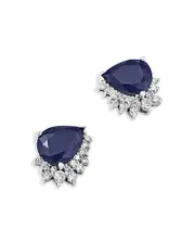 Bloomingdale's Fine Collection Blue Sapphire & Diamond Pear Swirl Stud Earrings in 14K White Gold