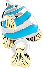 [LSxAB] Women Blue Tropical Fish Clownfish Charm Competible with Pandora Charm Bracelets Girls Ocean Sea Animal Dangle Gold Silver Family Birthday Aquarism, No Gemstone
