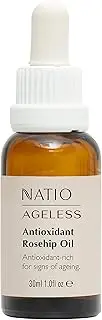 Natio Australia Ageless Antioxidant Rosehip Oil 30ml - Cold Pressed Rosehip Oil for the Face, Body, Hair, Scarring, Fine Lines & Wrinkles - Made in Australia