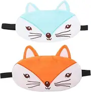 LOORGVEL 2Pcs Cartoon Eye Mask Portable Sleep Masks for Home Travel Comfortable Light Blocking Design for Cute Fox Pattern