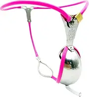 SM Chastity Belt For Men Torture Chastity Belt Bondage Penis Cage Chastity Device, Stainless Steel Chastity Belt BDSM Chastity Cage Penis Cage Men Sex Sex Toys For Men(Pink,60-90cm)