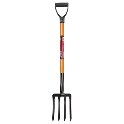 28 In. D-Grip Short Wood Handle 4-Tine Spading Garden Fork